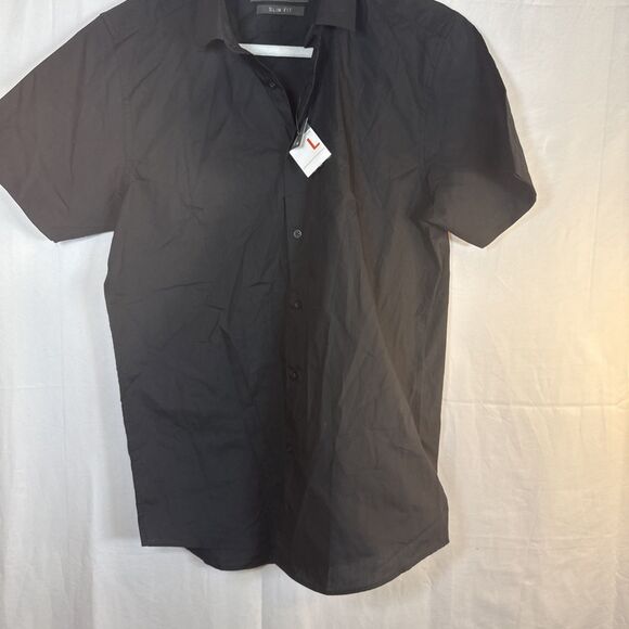 Men’s Primark Black Short Sleeve Button Down Shirt Size Large NWT - Picture 3 of 12